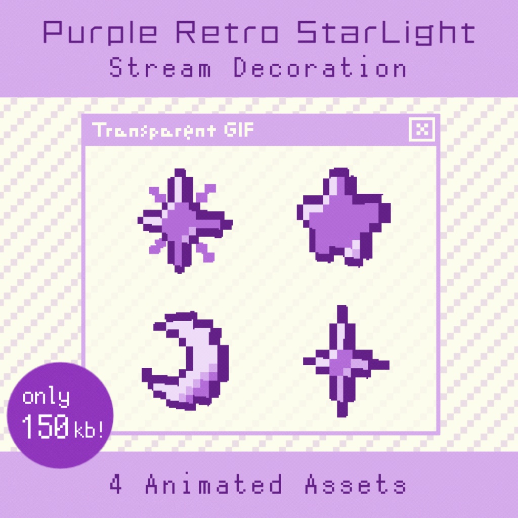 【配信・動画素材】6 Colors Retro StarLight Decor | Animated Stream & Video Assets
