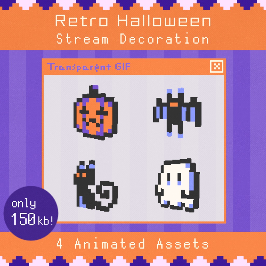 【配信・動画素材】2 Colors Retro Halloween Decor | Animated Stream & Video Assets