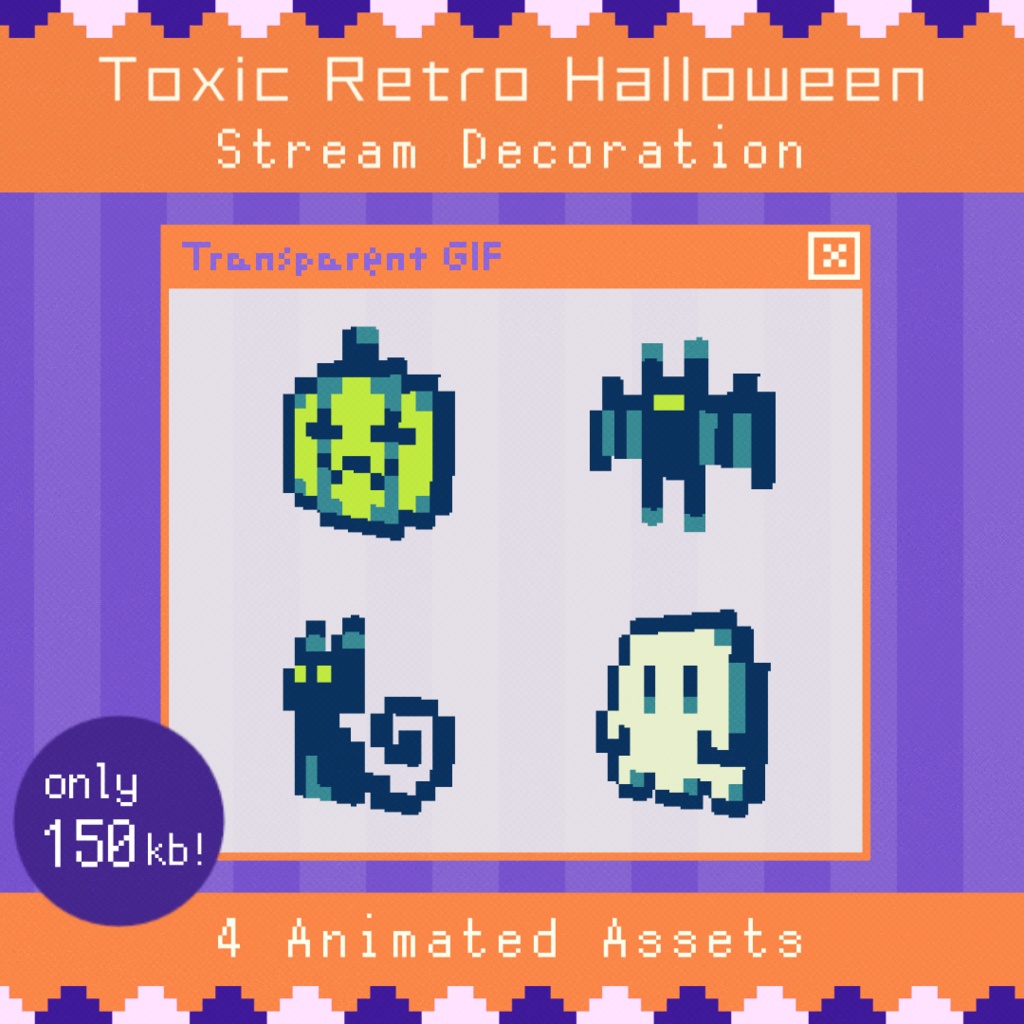 【配信・動画素材】2 Colors Retro Halloween Decor | Animated Stream & Video Assets