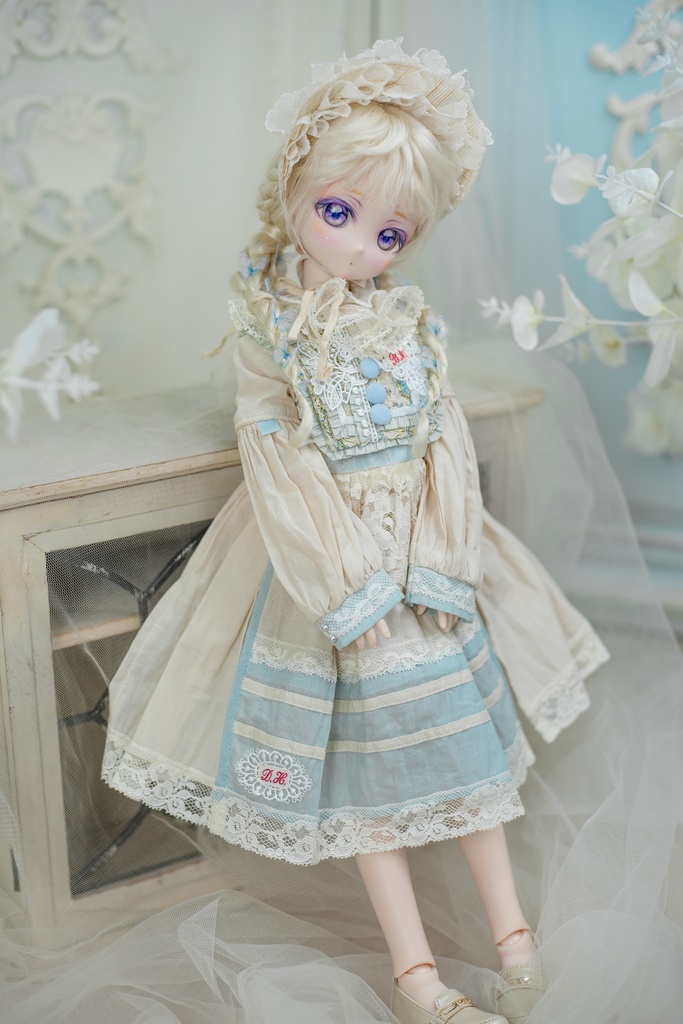 [Cuddly Rabbit]オフホワイト&ブルー SDM・MDD・KUMAKO 通用衣装セット