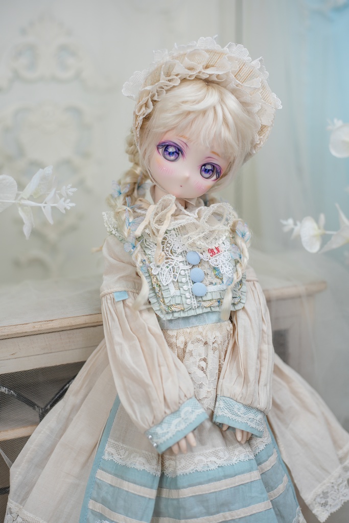 [Cuddly Rabbit]オフホワイト&ブルー SDM・MDD・KUMAKO 通用衣装セット