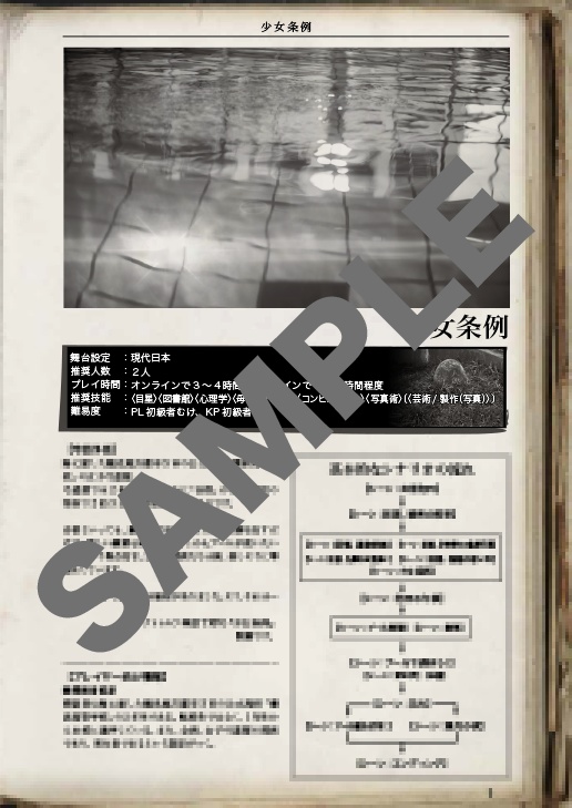 少女条例【クトゥルフ神話TRPG】6版/7版