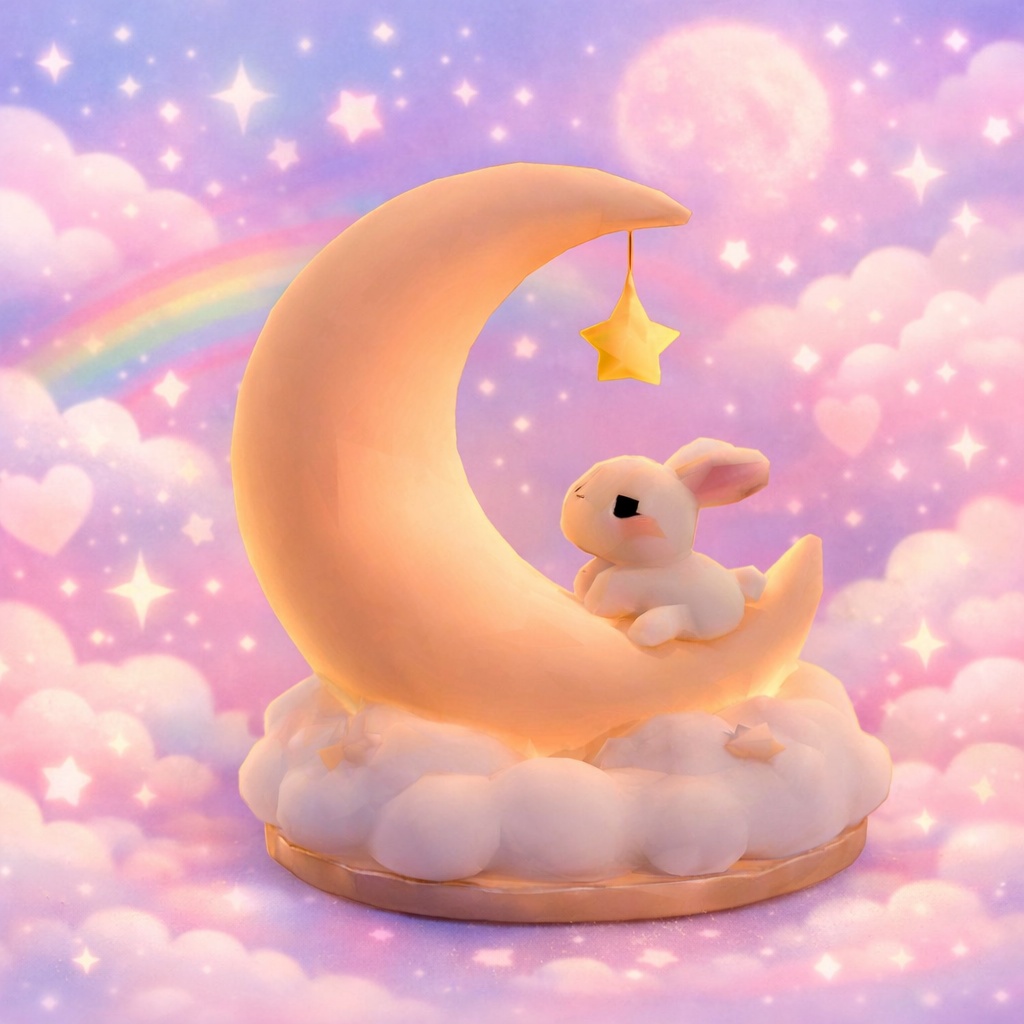 【ゆめかわ】月とウサギ【置き物】