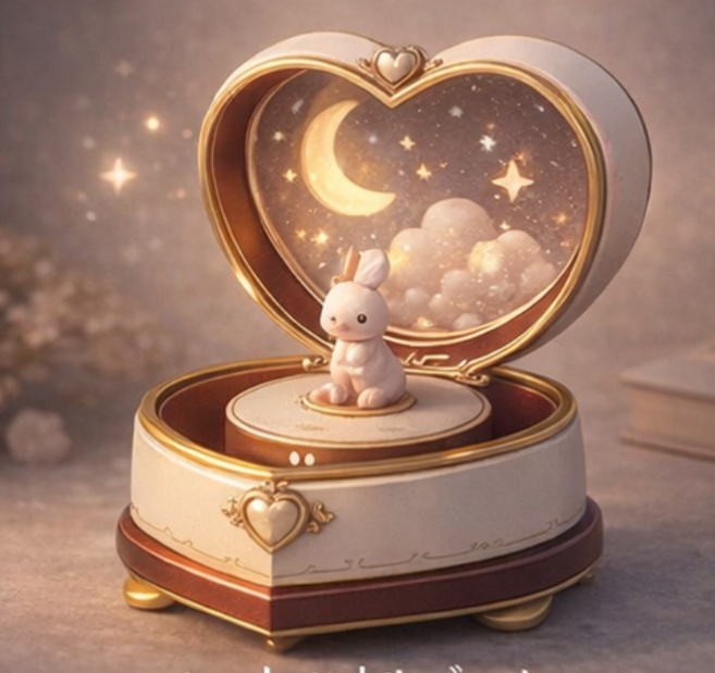 【ゆめかわ】ちょこんとウサギオルゴール【置き物】