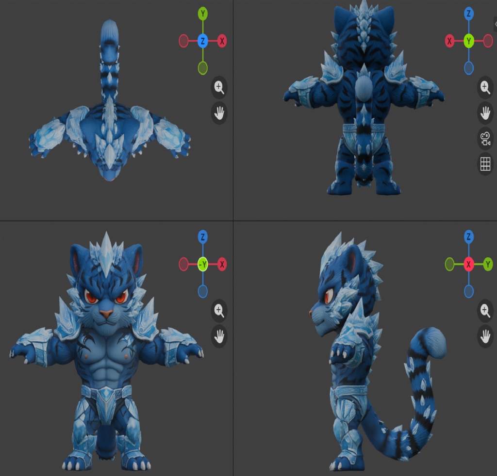 氷晶虎王蒼牙3Dモデル
