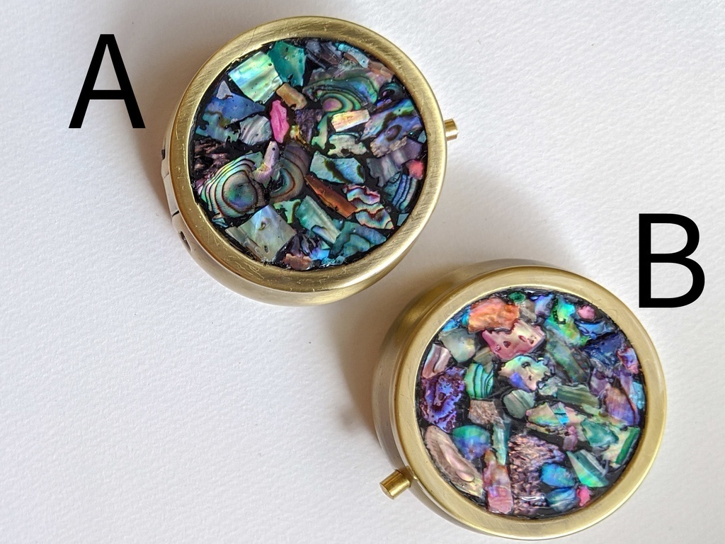 螺鈿風　ミラー付きピルケース(金枠)