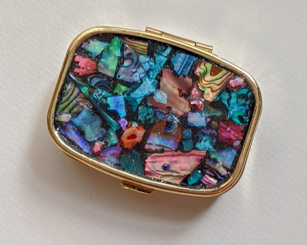 螺鈿風　ミラー付きピルケース（角型）