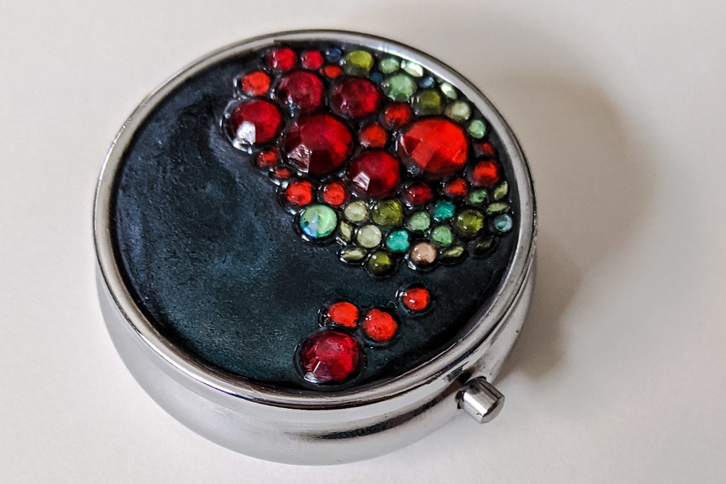 ミラー付きピルケース:ざくろ