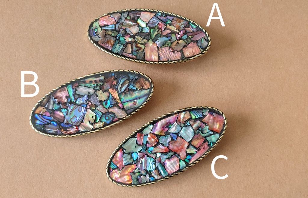 三つ子の螺鈿風ヘアクリップ