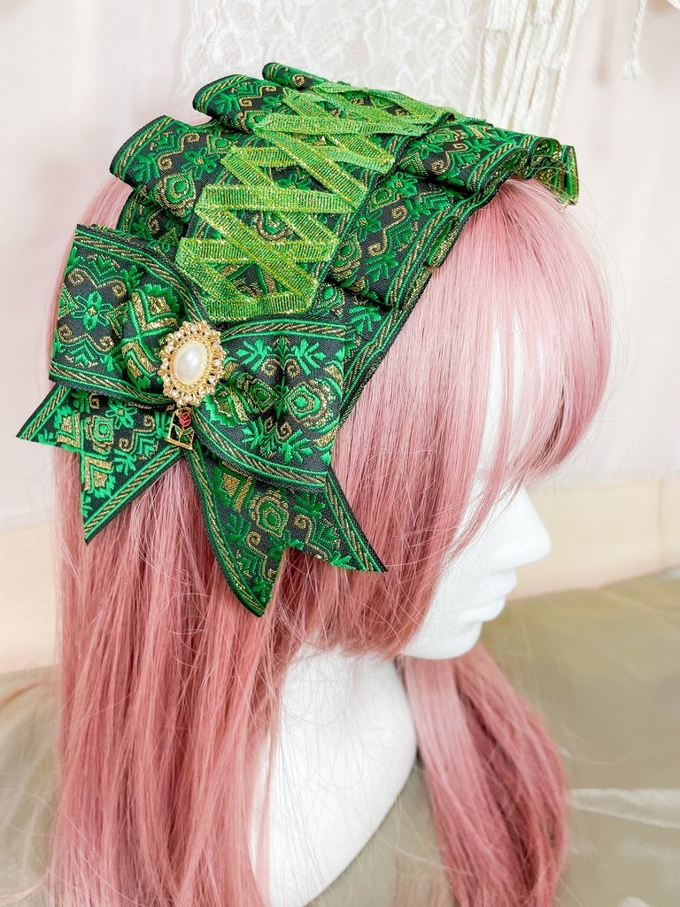 ヴィンテージ風キラキラヘッドドレス（緑）