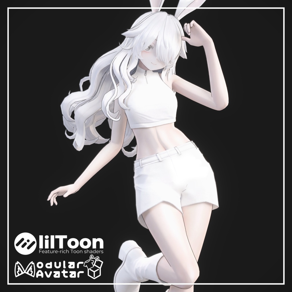 【VRChat】Highneck Zip Tops+Basic Short Pants / ハイネックジップトップス+ベーシックショートパンツ【5アバター対応】