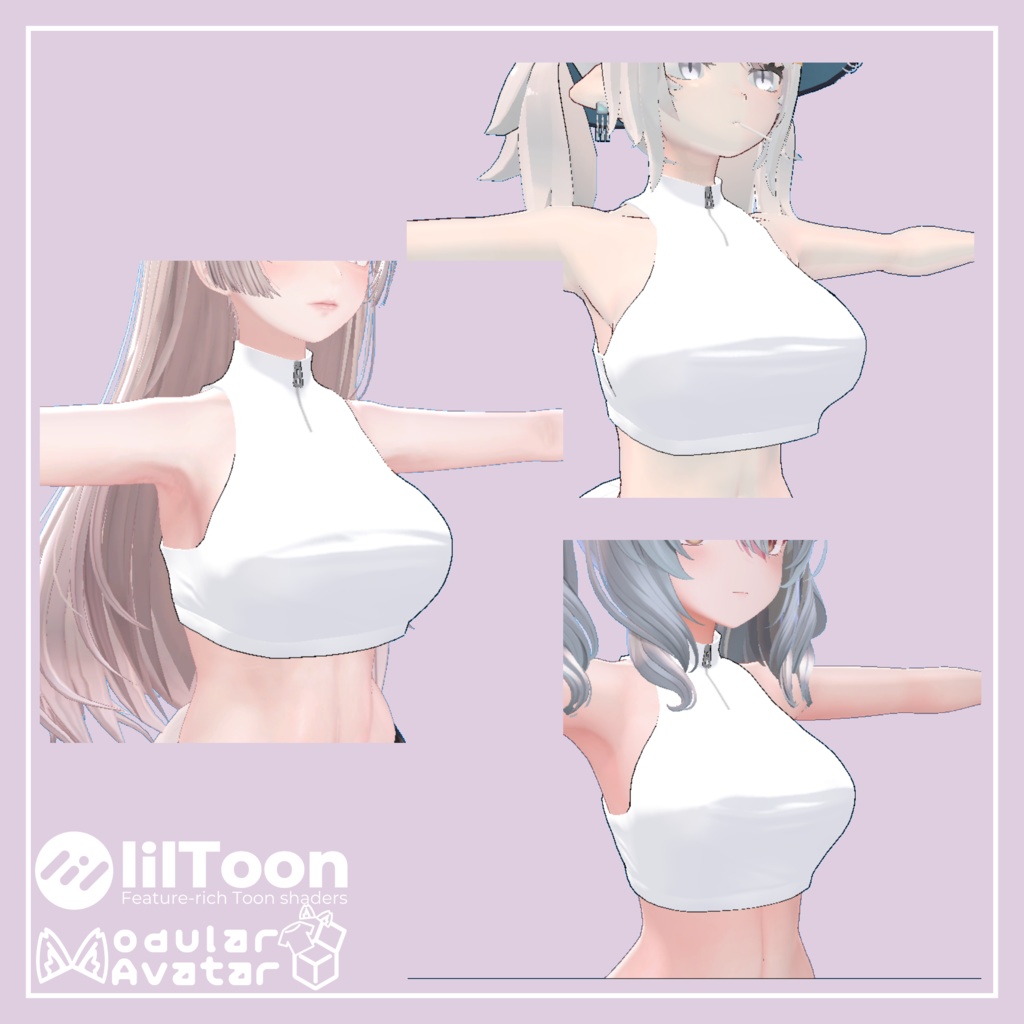 【VRChat】Highneck Zip Tops / ハイネックジップトップス【4アバター対応】