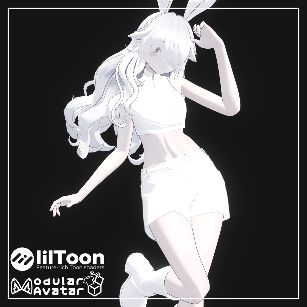 【VRChat】Highneck Zip Tops+Basic Short Pants / ハイネックジップトップス+ベーシックショートパンツ【5アバター対応】