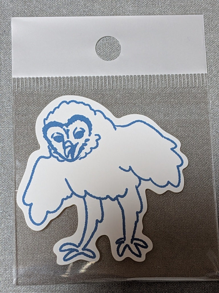 メンフクロウの赤ちゃんステッカー（威嚇）