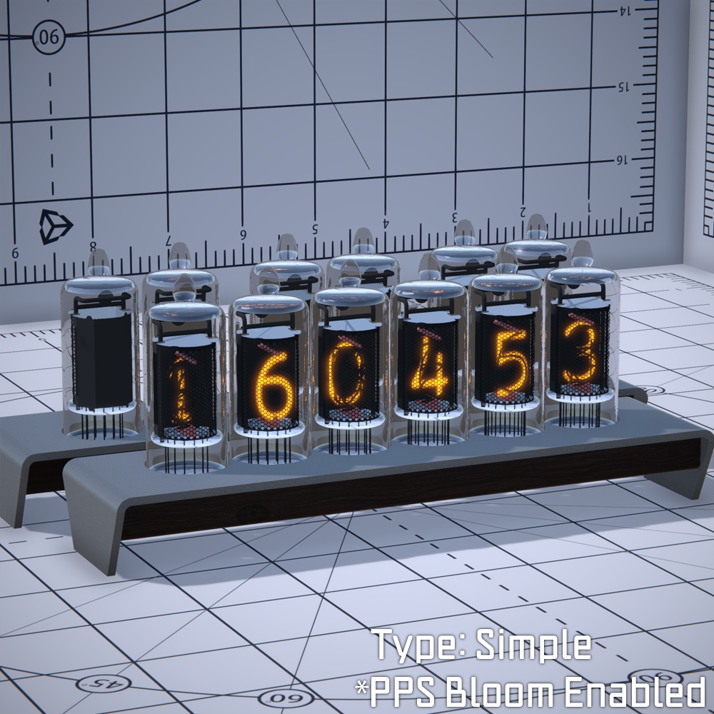 バーチャルニキシー管時計【VRChat・Unity想定】