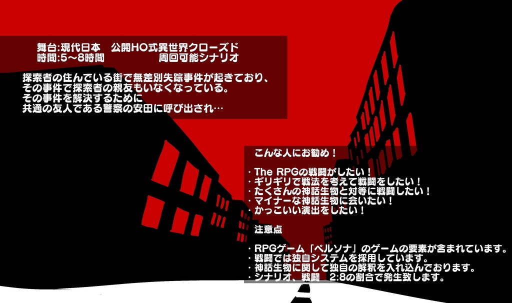 【箱庭卓】CoCペルソナシナリオ「Weak heart, Strong will(弱き心、強き意志)」