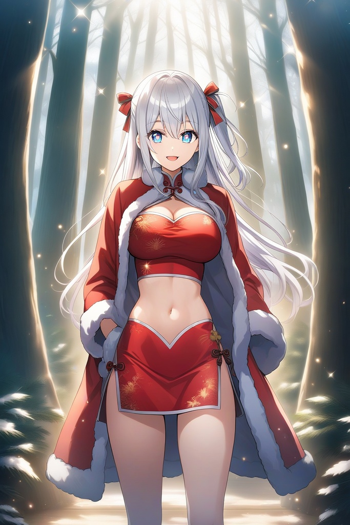 サンタチャイナドレスの女の子