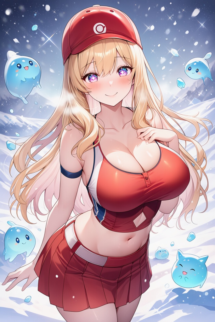 赤色の野球帽の女の子