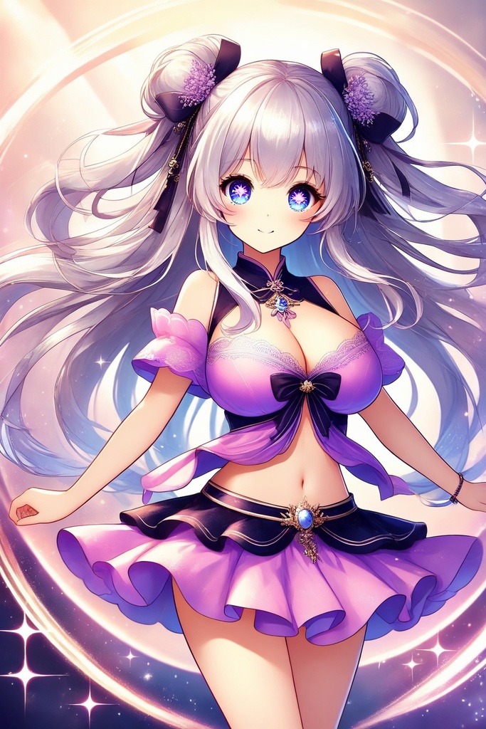 ピンクの着物ドレスの美少女