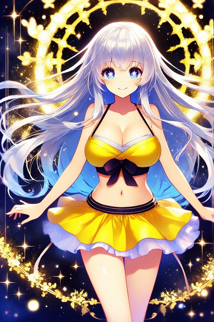 和風ドレスの銀髪の美少女