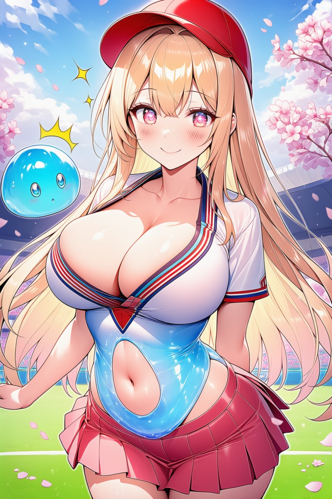 野球場の金髪の女の子