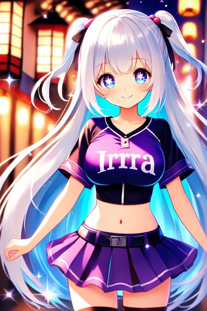 紫の野球ユニフォームの銀髪の美少女