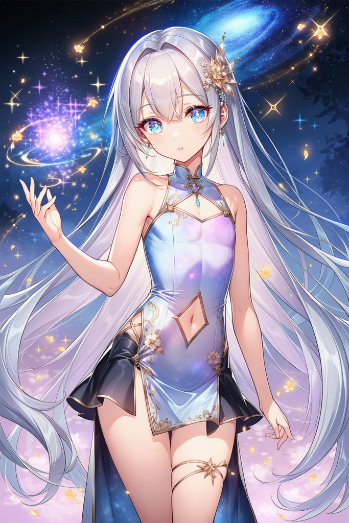 銀髪のチャイナドレスの男の娘