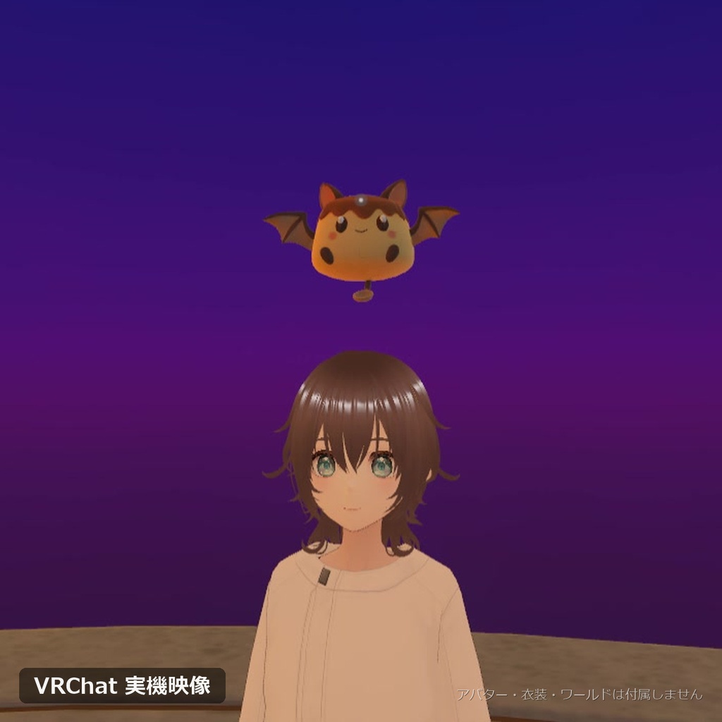 バットプリンちゃん|VRChat用 頭上ペットアクセサリー|13種モーション・Modular Avatar対応【PC/Quest】