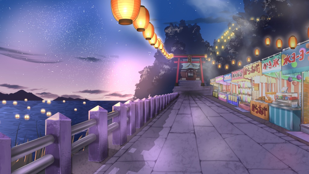 【ループ動画背景】屋台!花火!灯篭流し9種類!