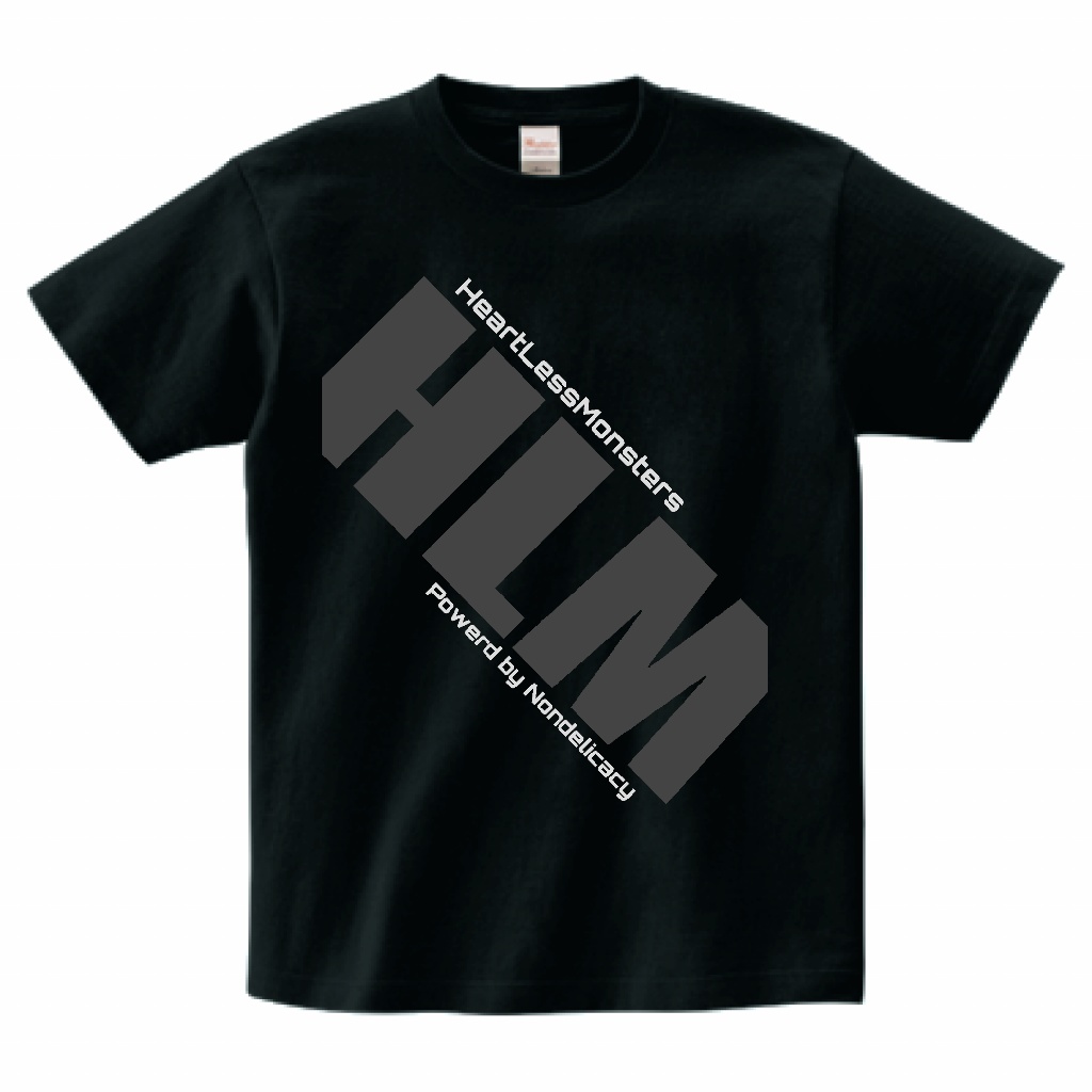 【HL-02】ハートレスモンスターズTシャツ (HLMver.) ブラック/グレー（XL）