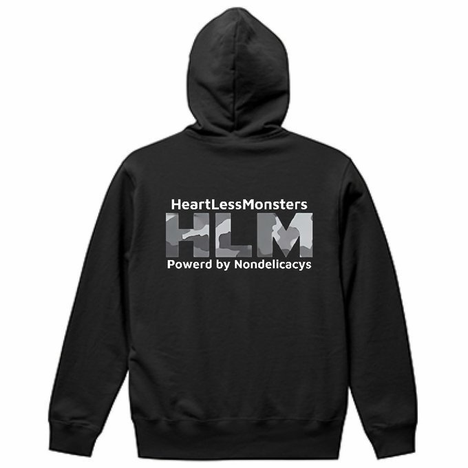【HL-05】ハートレスモンスターズ パーカー(HLMver.)ブラック/迷彩　(XL)