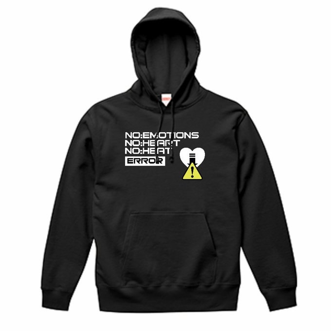 【HL-06】ハートレスモンスターズ パーカー(インストールエラーver.)ブラック　(XL)