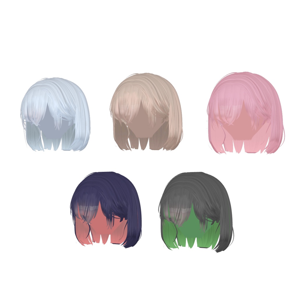 VRC Hair] 両耳かけインナーカラーボブ - maisonusagi - BOOTH