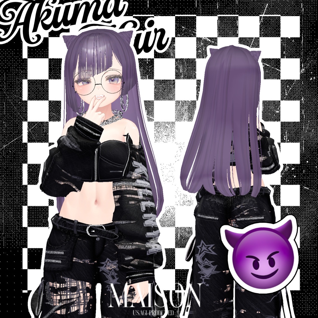 [VRC Hair] 👿あくまHair👿+丸めがね 缩略图 3