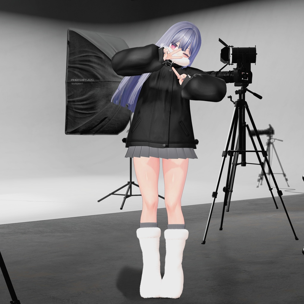 【3アバター対応】Fur leather jacket coordination