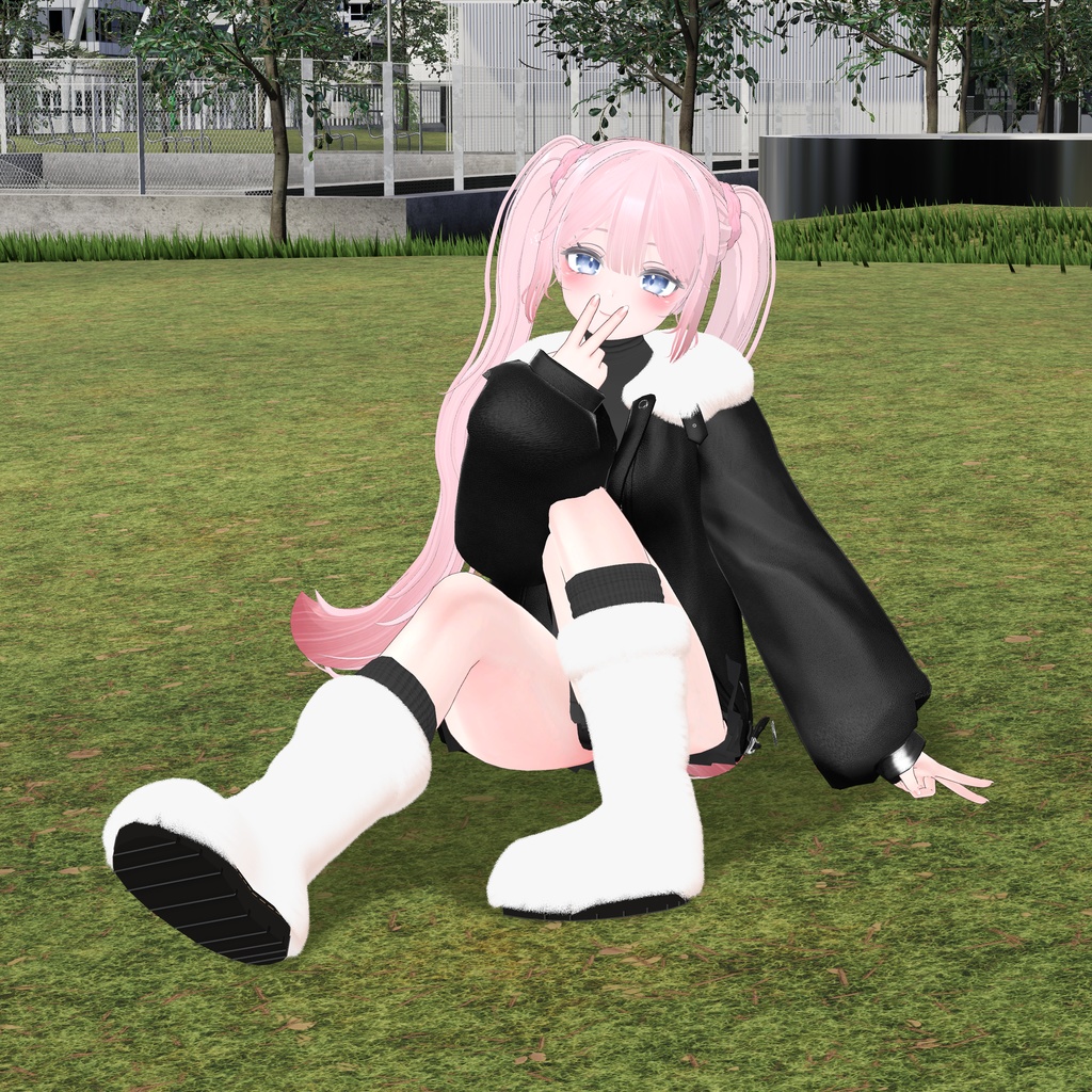 【3アバター対応】Fur leather jacket coordination