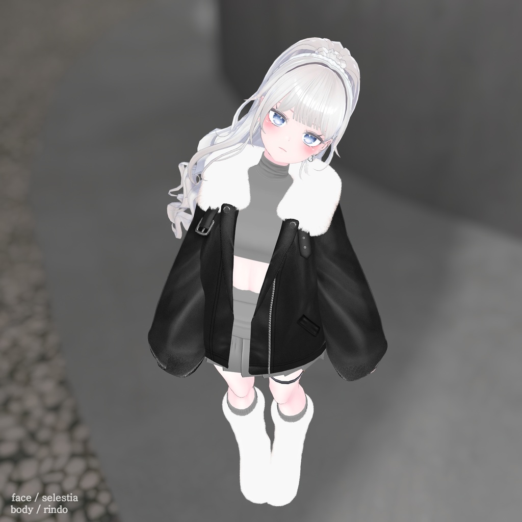 【3アバター対応】Fur leather jacket coordination