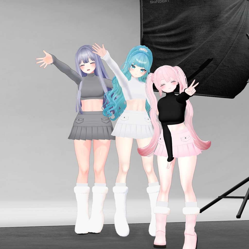 【3アバター対応】Fur leather jacket coordination