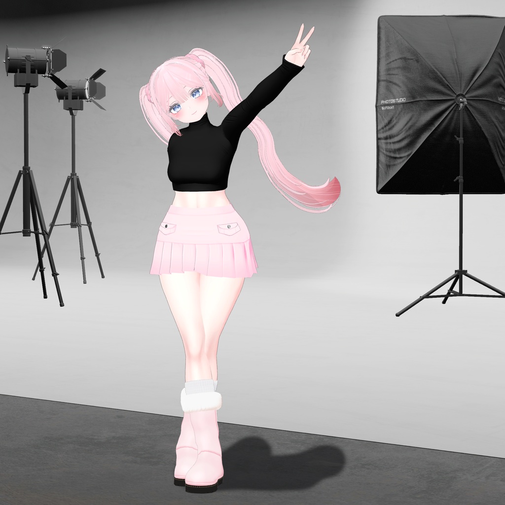 【3アバター対応】Fur leather jacket coordination