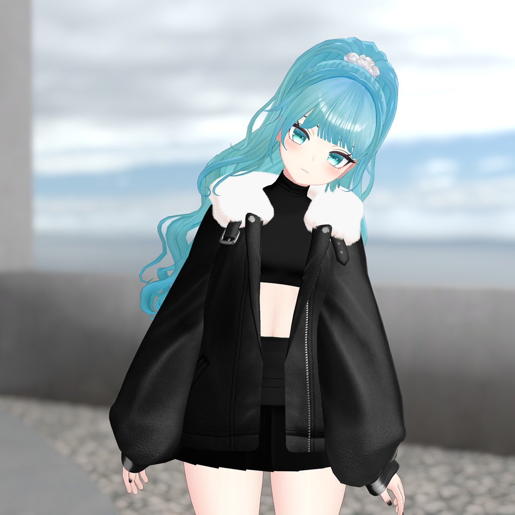 【3アバター対応】Fur leather jacket coordination