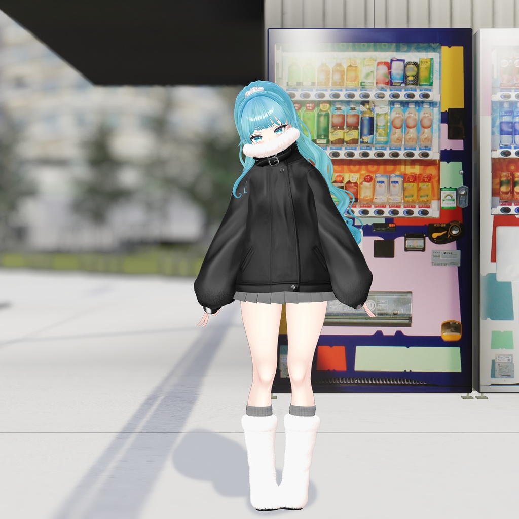 【3アバター対応】Fur leather jacket coordination