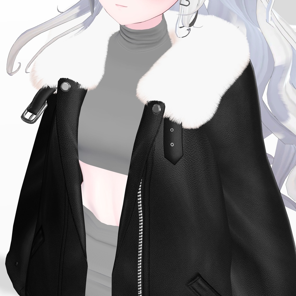 【3アバター対応】Fur leather jacket coordination