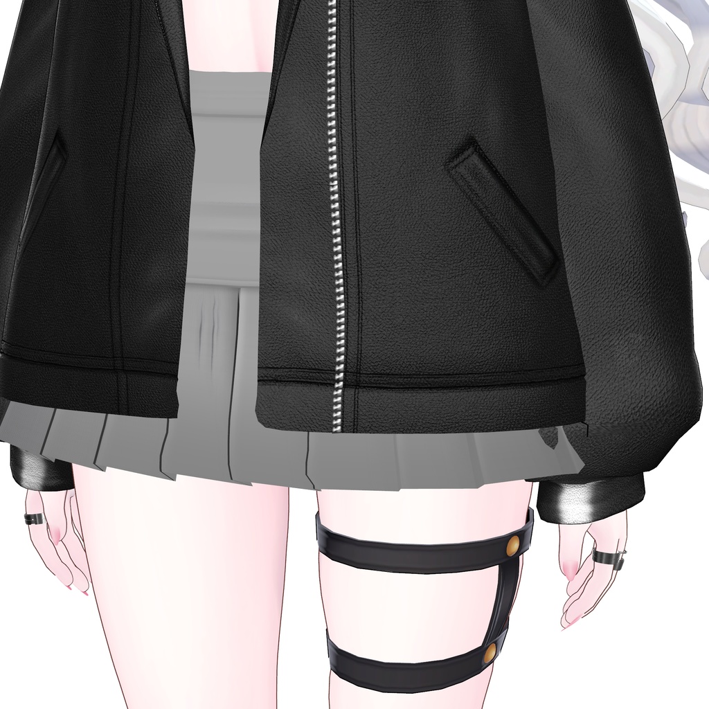 【3アバター対応】Fur leather jacket coordination