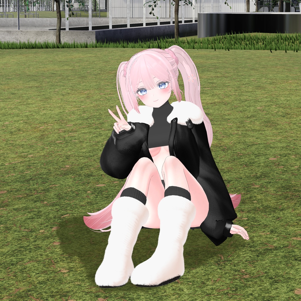 【3アバター対応】Fur leather jacket coordination