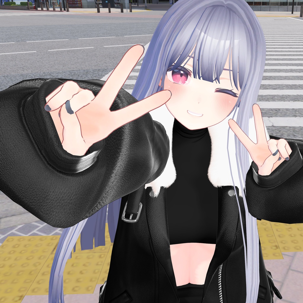 【3アバター対応】Fur leather jacket coordination