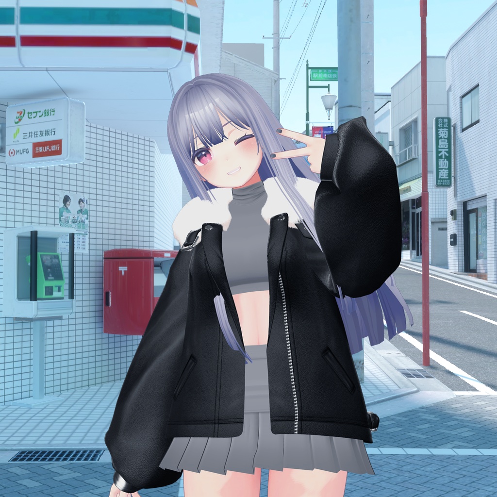 【3アバター対応】Fur leather jacket coordination