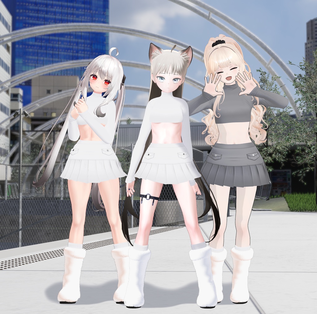 【Maya, Grus, Yugi, Miyo】Fur leather jacket coordination