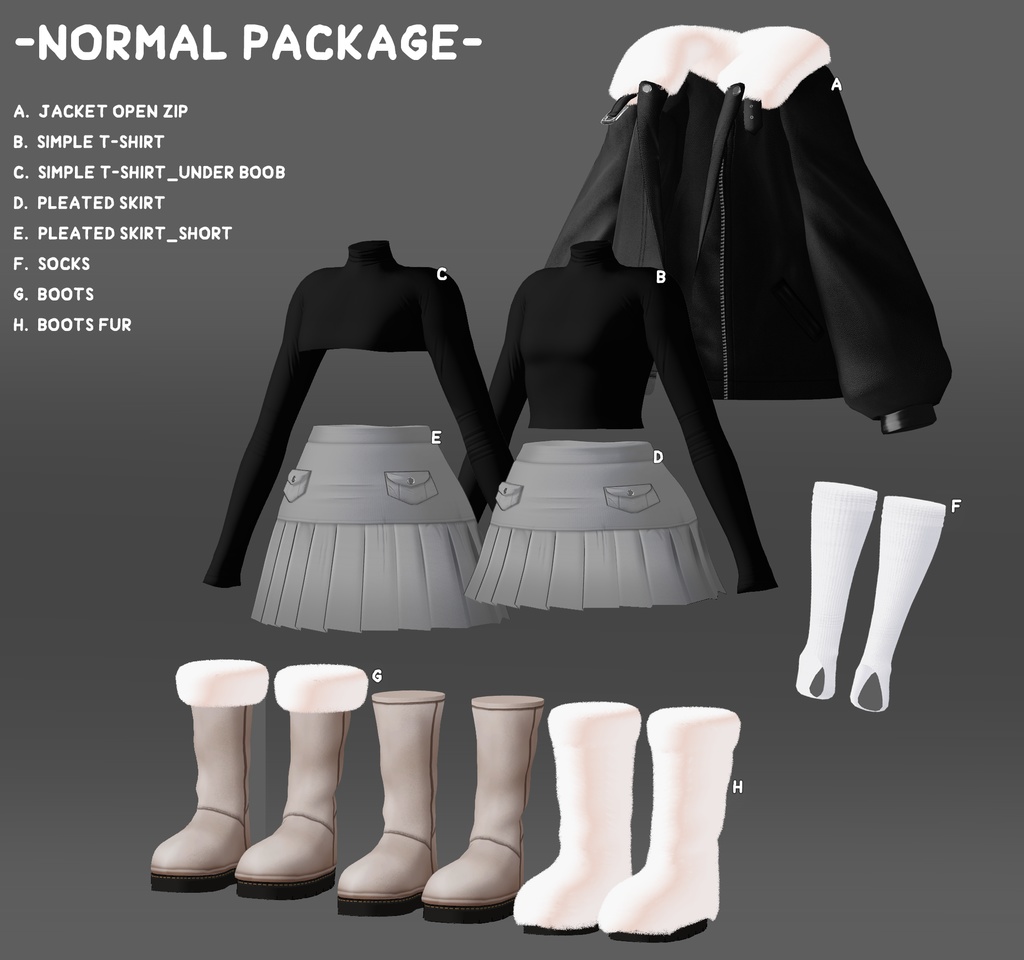 【Maya, Grus, Yugi, Miyo】Fur leather jacket coordination