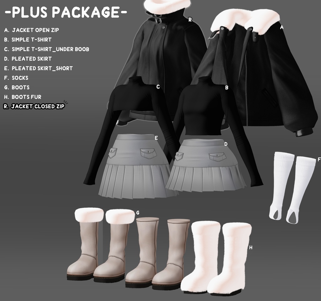 【Maya, Grus, Yugi, Miyo】Fur leather jacket coordination