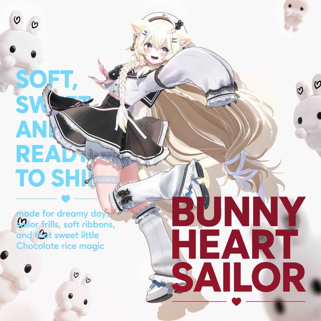 ✨✨✨ フルパック24時間限定 50% OFF ✨✨✨ /// 🎀 Bunny Heart Sailor🎀 /// アバター単体 30% OFF : 2,000円 → 1390円